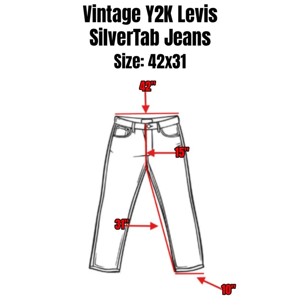 Vintage Y2K Levis‎ SilverTab Jeans Mens 42x31 Baggy Skater Light Wash Distressed